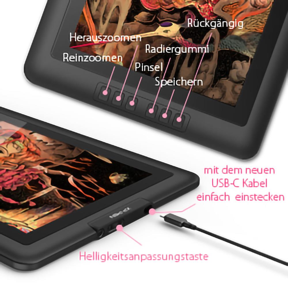 XP-PEN Artist 15.6 Graphic Tablet with 1080p IPS Display, 8192 Level Stylus Pen, for Drawing, Design, Editing, Compatible with Windows, Mac, Android - Black