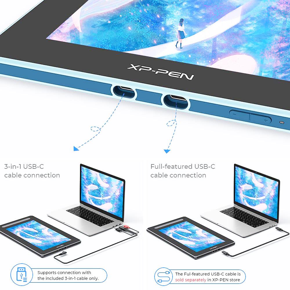 XP-PEN Artist 12 2nd Generation Graphic Tablet with 13.6 x 8.2 Inch 127% sRGB Display, 8192 Level Stylus Pen, for Drawing, Design, Editing, Compatible with Windows, Mac, Chrome OS, Linux, Android - Blue