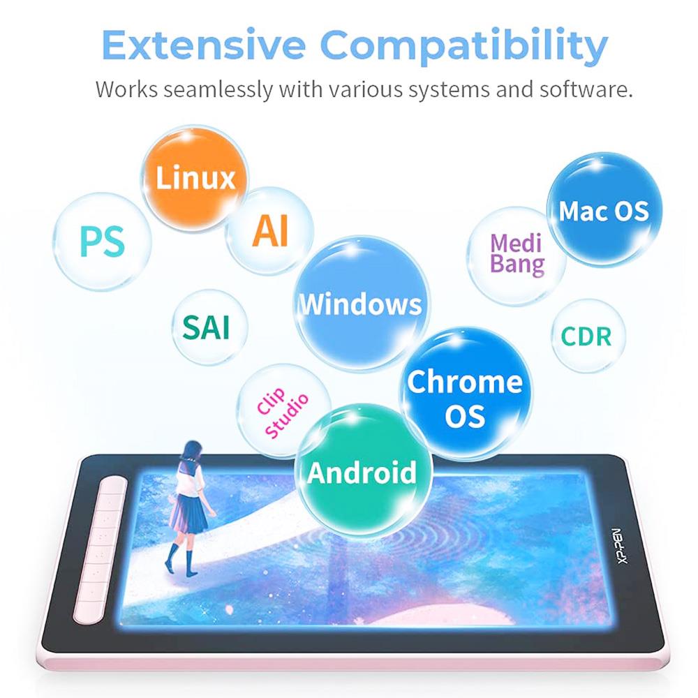 XP-PEN Artist 12 2nd Generation Graphic Tablet with 13.6 x 8.2 Inch 127% sRGB Display, 8192 Level Stylus Pen, for Drawing, Design, Editing, Compatible with Windows, Mac, Chrome OS, Linux, Android - Pink