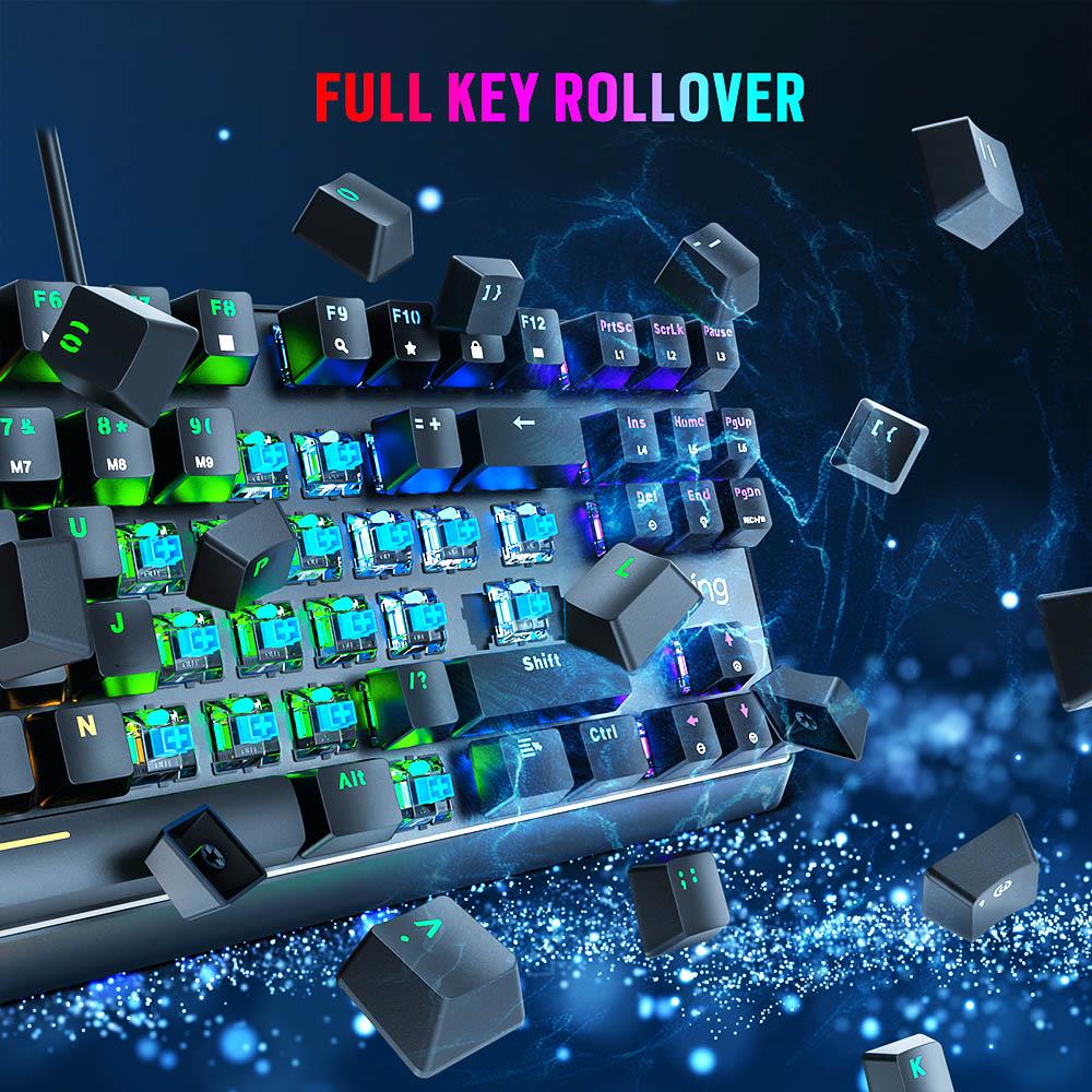 Victsing Wired Mechanical Gaming Keyboard with 88 Keys Full Anti-Ghosting, 24 Customized Backlight Modes