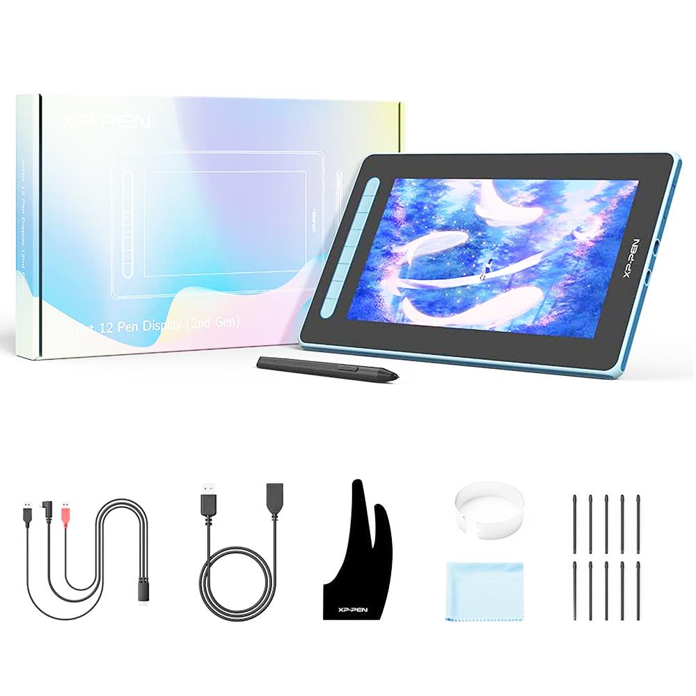 XP-PEN Artist 12 2nd Generation Graphic Tablet with 13.6 x 8.2 Inch 127% sRGB Display, 8192 Level Stylus Pen, for Drawing, Design, Editing, Compatible with Windows, Mac, Chrome OS, Linux, Android - Blue