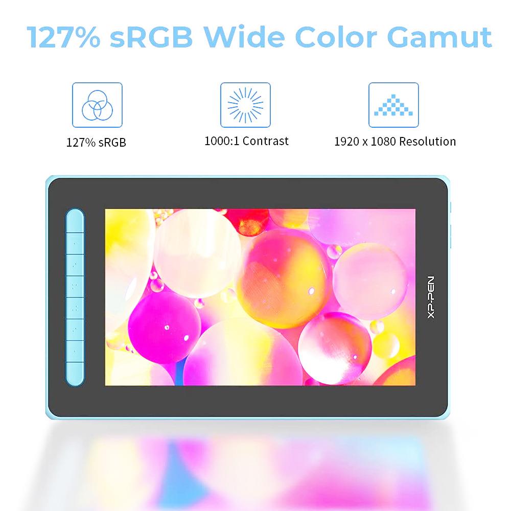 XP-PEN Artist 12 2nd Generation Graphic Tablet with 13.6 x 8.2 Inch 127% sRGB Display, 8192 Level Stylus Pen, for Drawing, Design, Editing, Compatible with Windows, Mac, Chrome OS, Linux, Android - Blue