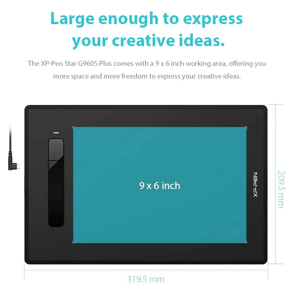 XPPEN Star G960S Plus Graphic Tablet With 9 Inch Work Surface Black