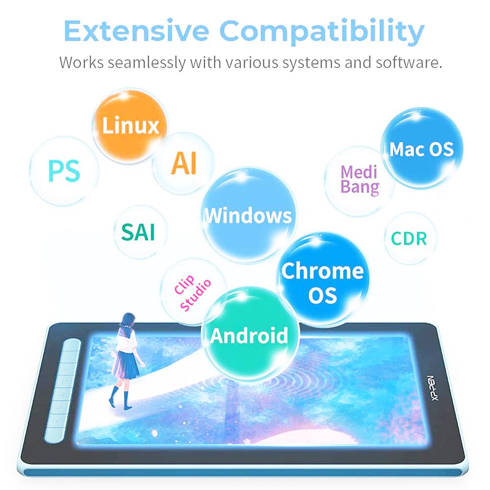 XP-PEN Artist 12 2nd Generation Graphic Tablet with 13.6 x 8.2 Inch 127% sRGB Display, 8192 Level Stylus Pen, for Drawing, Design, Editing, Compatible with Windows, Mac, Chrome OS, Linux, Android - Blue