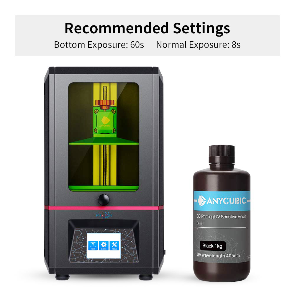 3D Yazıcı Reçine 405nm UV Bitki Bazlı Hızlı Reçine Yüksek Hassasiyet ve Hızlı Kür 1kg - Siyah