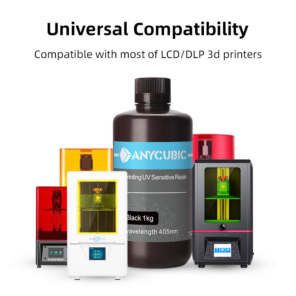 Ρητίνη 3D εκτυπωτή 405nm UV φυτικής βάσης Rapid Resin High Precision and Quick Curning 1kg - Black