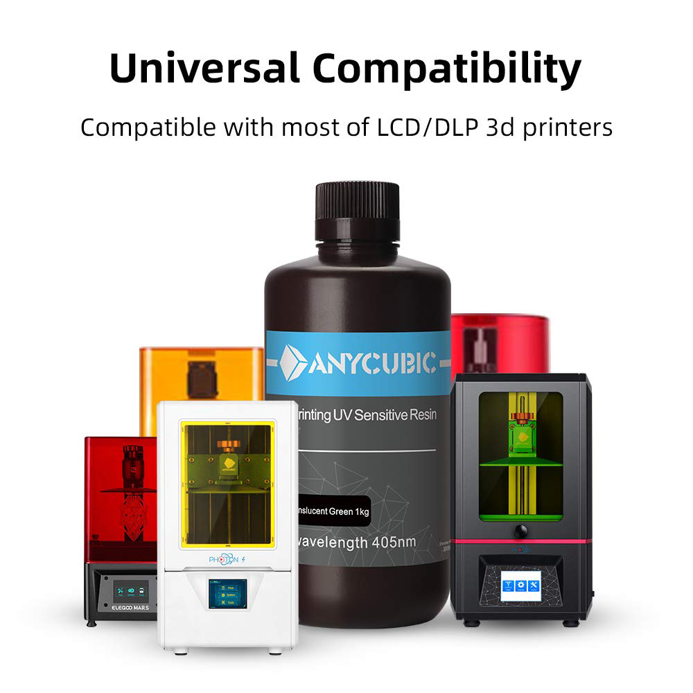 Resina para impresora 3D 405nm UV Resina rápida basada en plantas Alta precisión y curado rápido 1 kg - Verde transparente