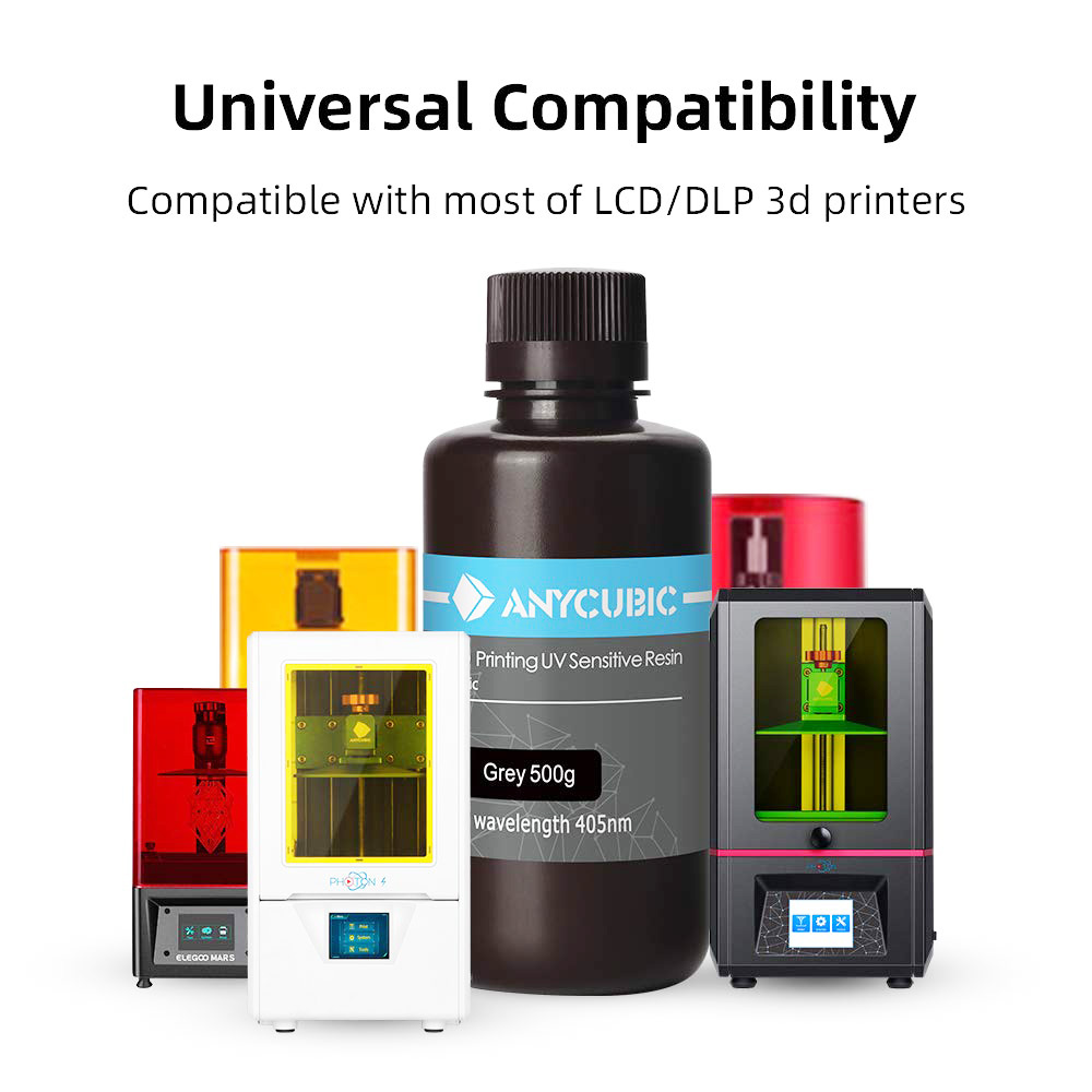 3D Printer Resin 405nm UV Plant-Based Rapid Resin High Precision and Quick Curing 500g - Gray