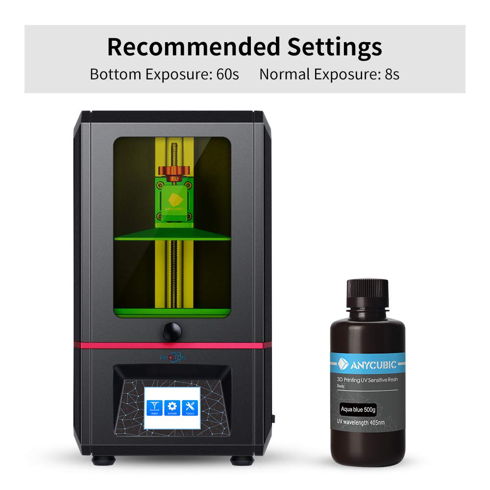 3D Printer Resin 405nm UV Plant-Based Rapid Resin High Precision and Quick Curing 500g - Water Blue