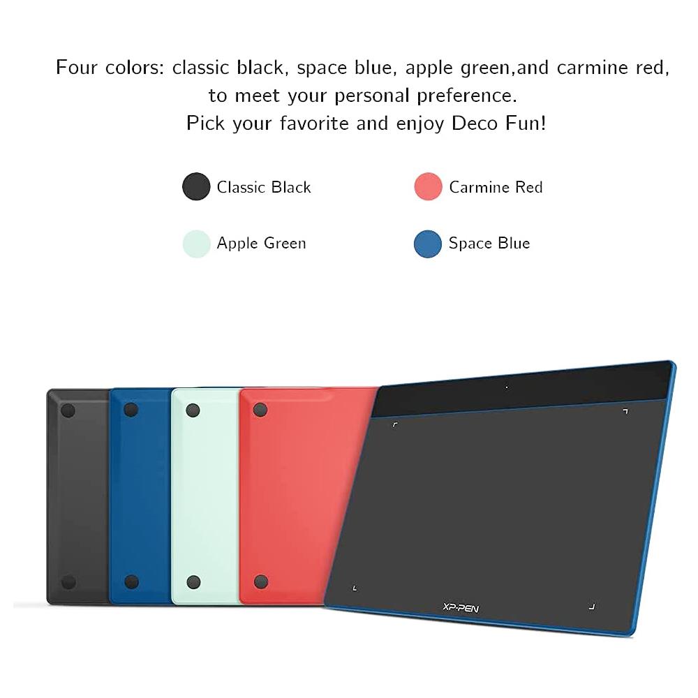 XP-PEN Deco Fun XS Graphic Tablet with 4.8 x 3 Inch Work Surface, for OSU Drawing, Online Education, Business Signature, Compatible with Android, Mac, Linux, Windows, Chrome OS - Green