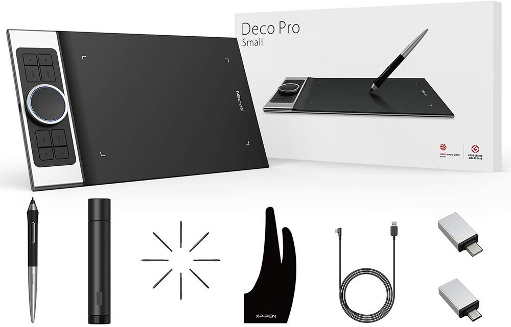 XP-PEN Deco Pro S Graphic Tablet with 9 x 5 Inch Work Surface, 8192 Level Stylus Pen, for Drawing, Design, Editing, Compatible with Mac, Windows, Android - Black