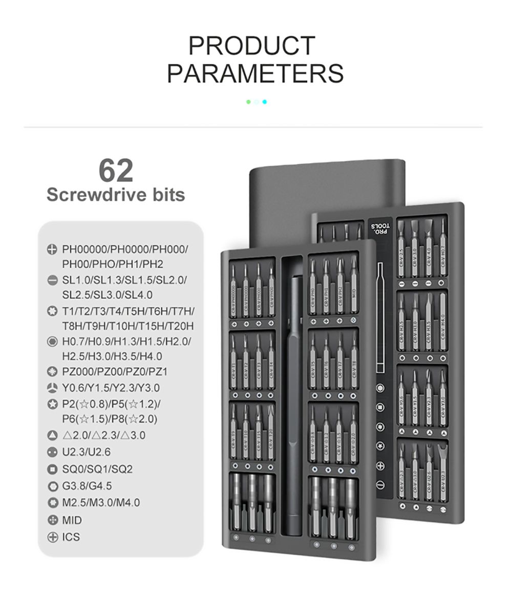 63 in 1 Schraubendreher-Set Präzisions-Magnet-Schraubendreher-Bits Torx-Sechskant-Bit-Griff Handy-Reparatur-Schraubendreher-Kit-Werkzeug