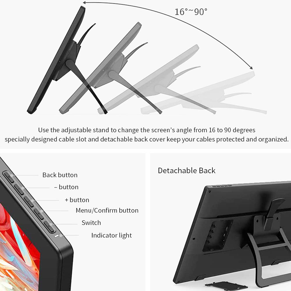 XP-PEN Artist 24 Graphic Tablet with 23.8 Inch 2K QHD Display, 8192 Level Stylus Pen, for Drawing, Design, Editing, Compatible with Windows, Mac, Chrome OS, Linux - Black