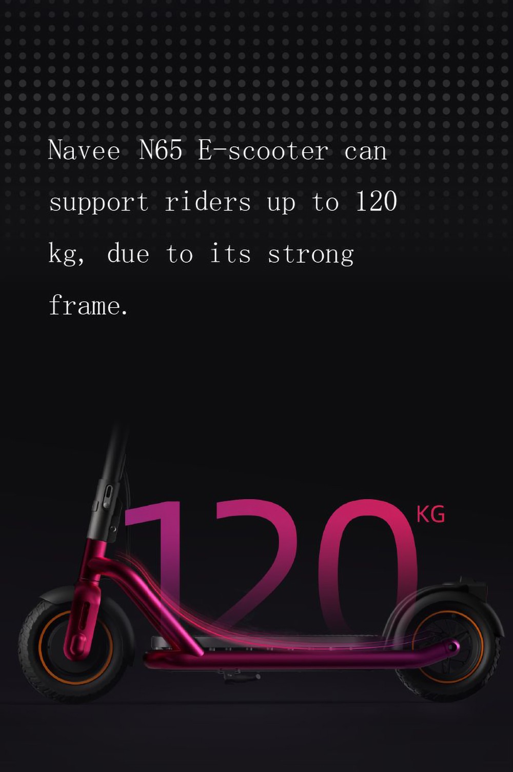 NAVEE N65 Scooter électrique pliable 10 pouces Moteur 500W 25km/h Batterie 48V 12,5Ah Portée maximale 65KM Frein à disque IPX4 Étanche Bluetooth APP par Xiaomiyoupin - Noir
