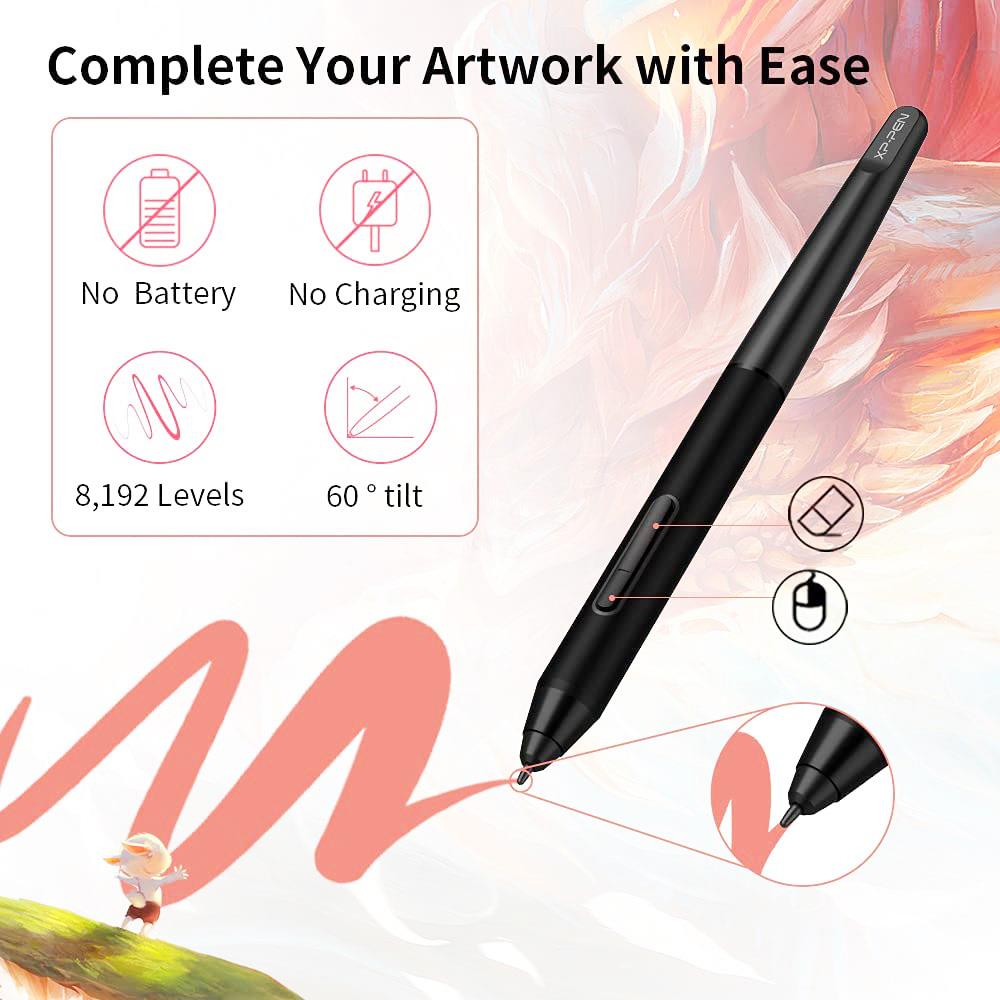 XP-PEN Artist 24 Graphic Tablet with 23.8 Inch 2K QHD Display, 8192 Level Stylus Pen, for Drawing, Design, Editing, Compatible with Windows, Mac, Chrome OS, Linux - Black