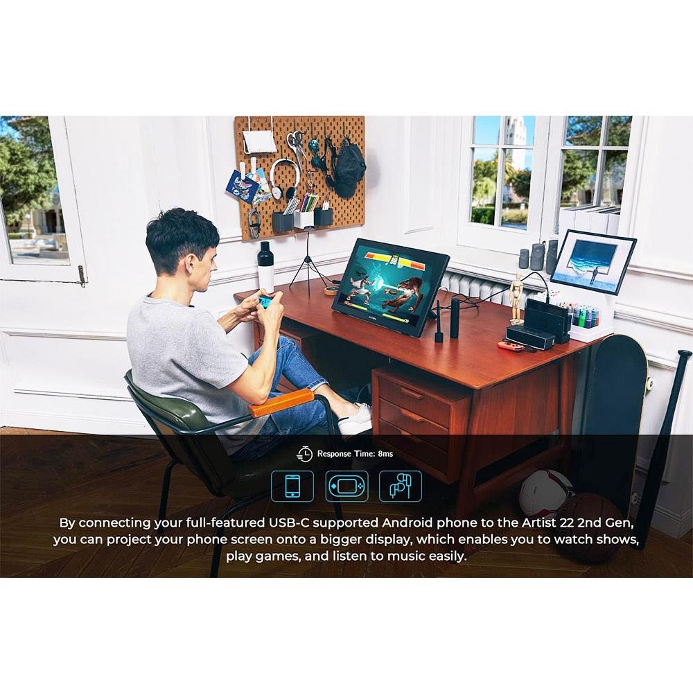 XP-PEN Artist 22 2nd Generation Graphic Tablet with 21.5 Inch 1080p Display, 8192 Level Stylus Pen, for Drawing, Design, Editing, Compatible with Windows, Mac - Black