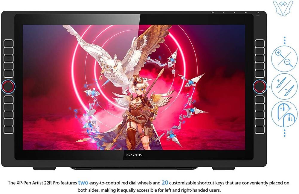 XP-PEN Artist 22R Pro Graphic Tablet with 21.5 Inch FHD Display, PA2 Battery-free Stylus, for Drawing, Design, Editing, Compatible with Windows, Mac - Black