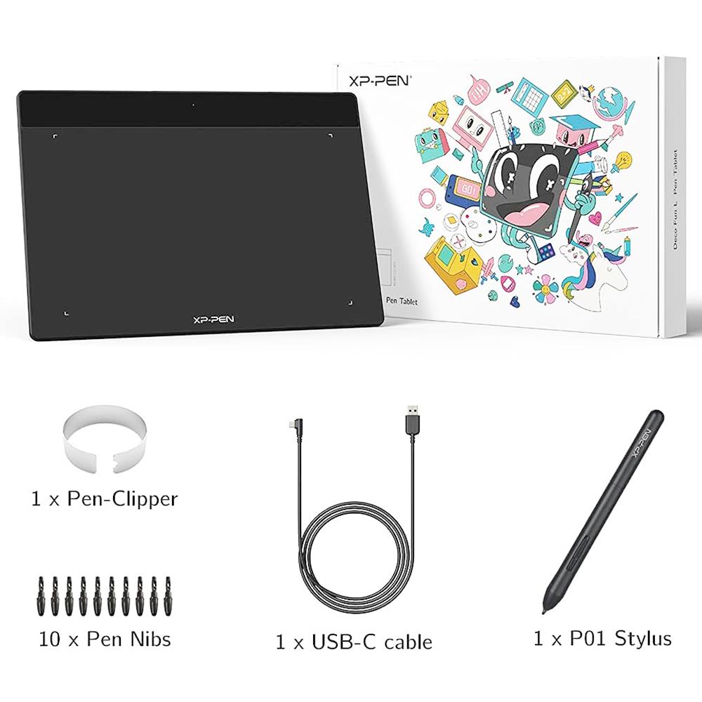 XP-PEN Deco Fun XS Graphic Tablet with 4.8 x 3 Inch Work Surface, for OSU Drawing, Online Education, Business Signature, Compatible with Android, Mac, Linux, Windows, Chrome OS - Black