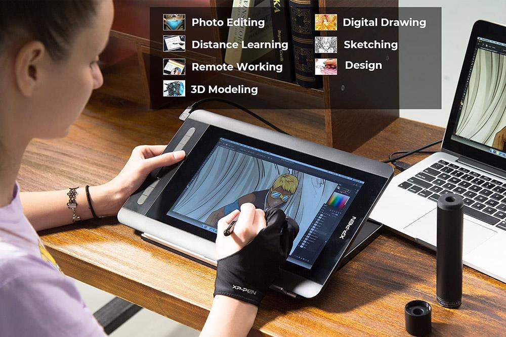 XP-Pen Artist 12 Graphic Tablet with 11.6 Inch 1920 x 1080 IPS Display, 8192 Level Stylus Pen, for Drawing, Design, Editing, Compatible with Windows, Mac - Black