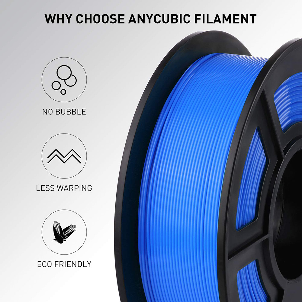 Anycubic PLA Filamento de impresora 3D 1.75 mm Precisión dimensional +/- 0.02 mm Carrete de 1 kg (2.2 lbs) - Azul