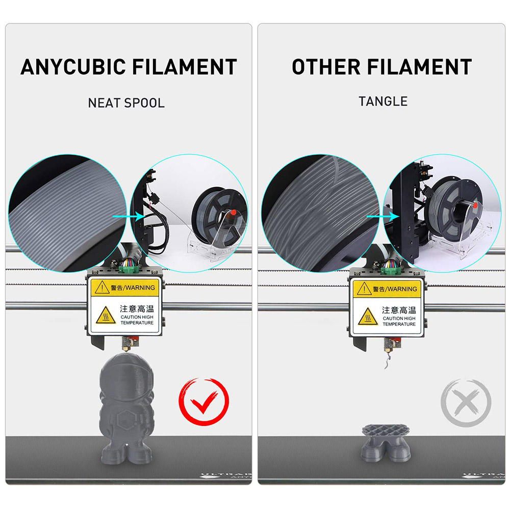 Anycubic PLA 3D Printer Filament 1.75mm Maatnauwkeurigheid +/- 0.02mm 1KG Spoel (2.2 lbs) - Grijs