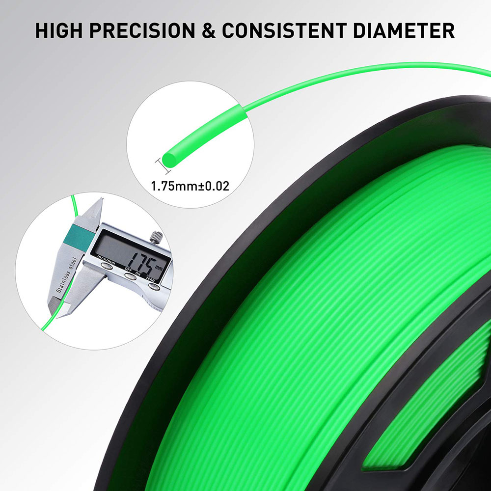 Anycubic PLA 3D Yazıcı Filamenti 1.75mm Boyutsal Doğruluk +/- 0.02mm 1KG Makara (2.2 lbs) - Yeşil