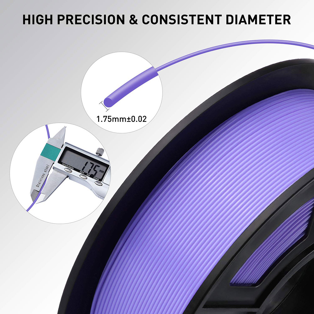 Anycubic PLA3Dプリンターフィラメント1.75mm寸法精度+/- 0.02mm 1KGスプール（2.2ポンド）-紫