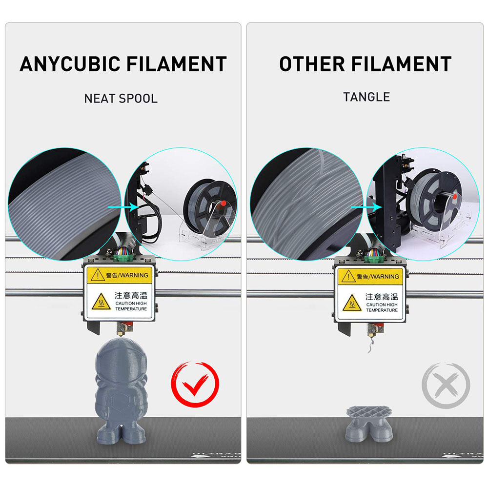 Anycubic PLA 3D Printer Filament 1.75mm Maatnauwkeurigheid +/- 0.02mm 1KG Spoel (2.2 lbs) - Zilver