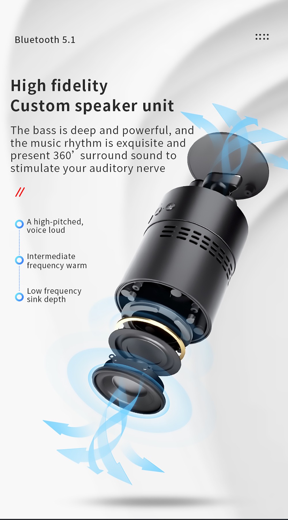 B20 2w1 Mini przenośny zewnętrzny głośnik bezprzewodowy ze sterowaniem dotykowym słuchawek - czarny