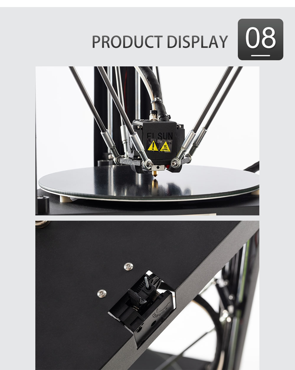 Flsun QQ-S Pro előre összeszerelt Delta 3D nyomtató automatikus szintező rácsos üvegplatform érintőképernyő 255x360mm nyomtatási méret