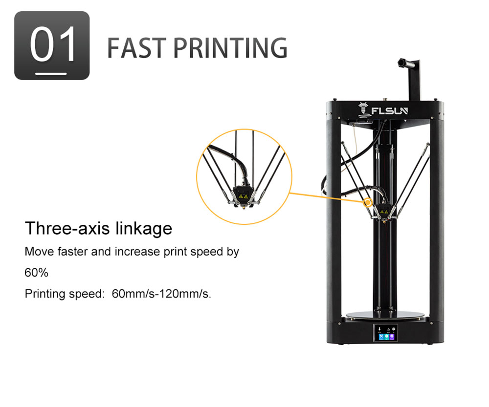 Flsun QQ-S Pro Pre-assembled Delta 3D Printer Auto Leveling Lattice Glass Platform Touch Screen 255X360mm Printing Size