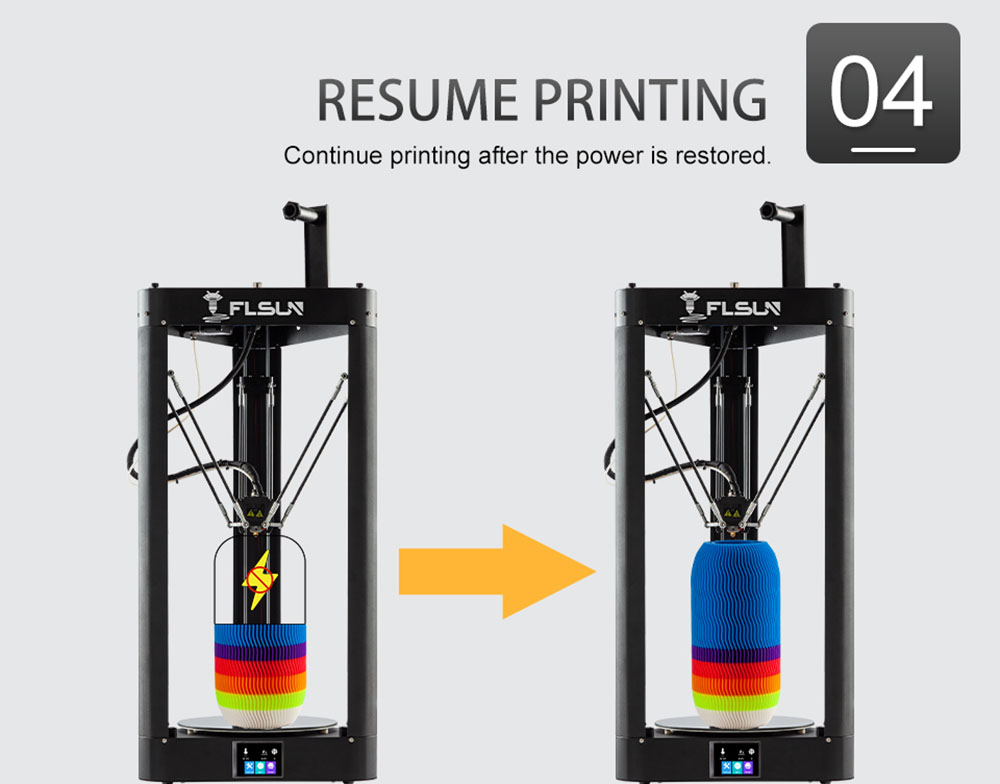 Flsun QQ-S Pro Pre-assembled Delta 3D Printer Auto Leveling Lattice Glass Platform Touch Screen 255X360mm Printing Size