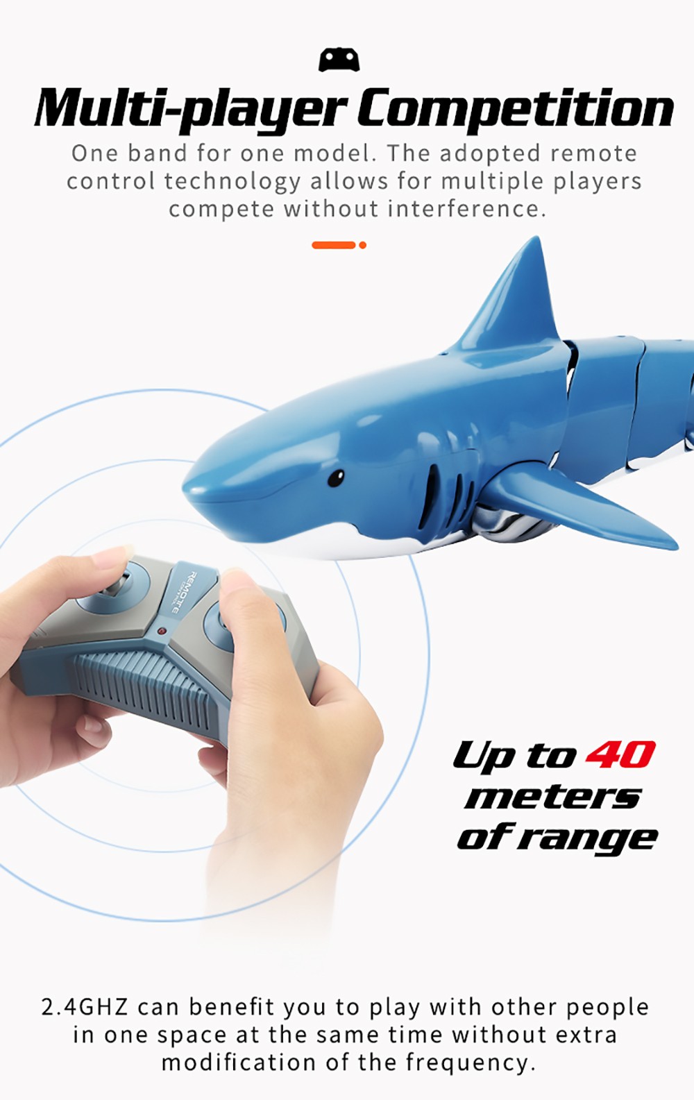 JJRC S10 RC Shark 2.4 GHz 4CH Elektryczna, wysoka symulacja, wodoodporna mini łódka