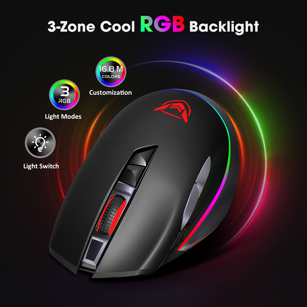 Lasuki kablosuz Oyun Kablosuz Mouse 2.4G 2400 DPI 6 düğmeli RGB Aydınlatmalı Optik Fareler
