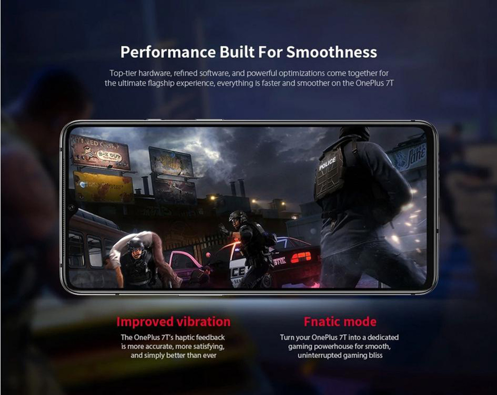 OnePlus 7T Global Version 4G LTE Smartphone 6.55" FHD+ Screen Qualcomm Snapdragon 855 Plus 8GB RAM 128GB ROM Android 10.0 Triple Rear Cameras - Silver