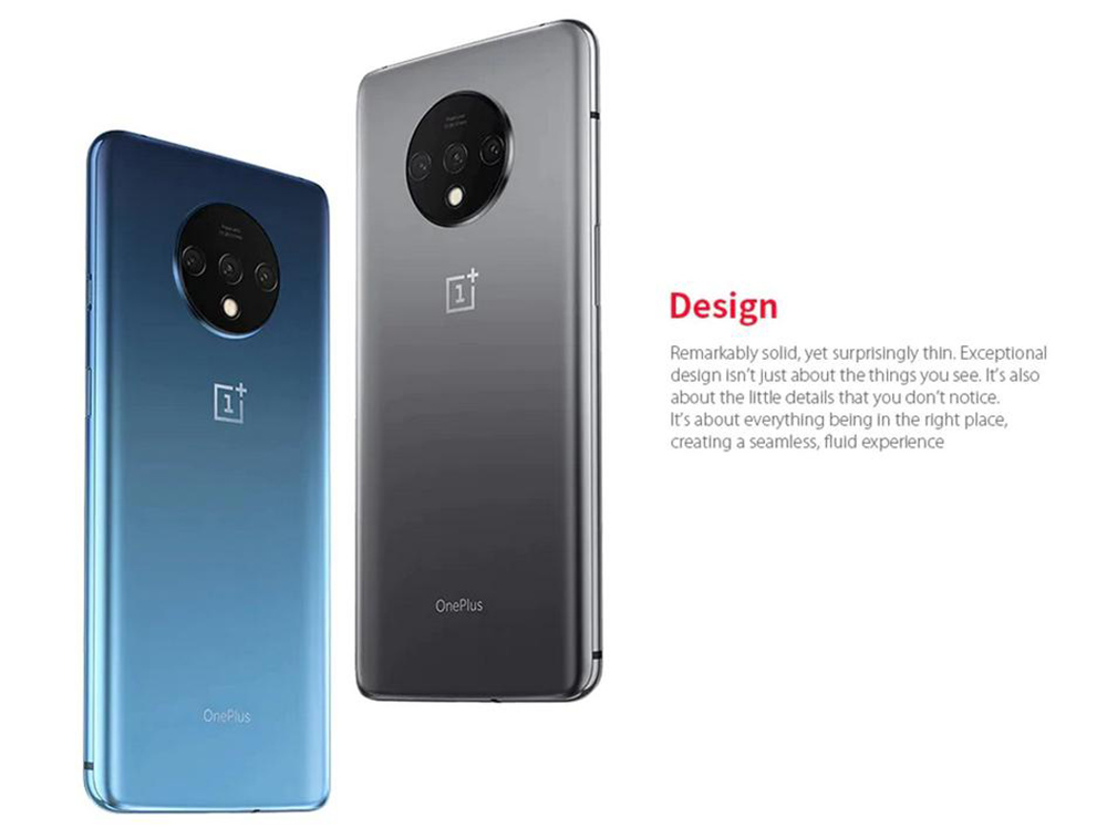 OnePlus 7T Global Version 4G LTE Smartphone 6.55" FHD+ Screen Qualcomm Snapdragon 855 Plus 8GB RAM 128GB ROM Android 10.0 Triple Rear Cameras - Silver