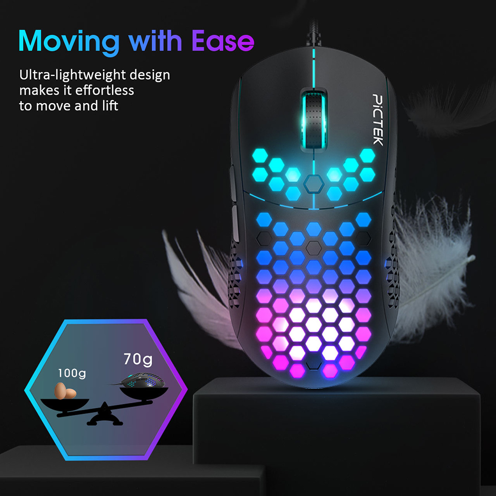 PICTEK Wired Gaming Mouse 7 RGB Lighting Effects