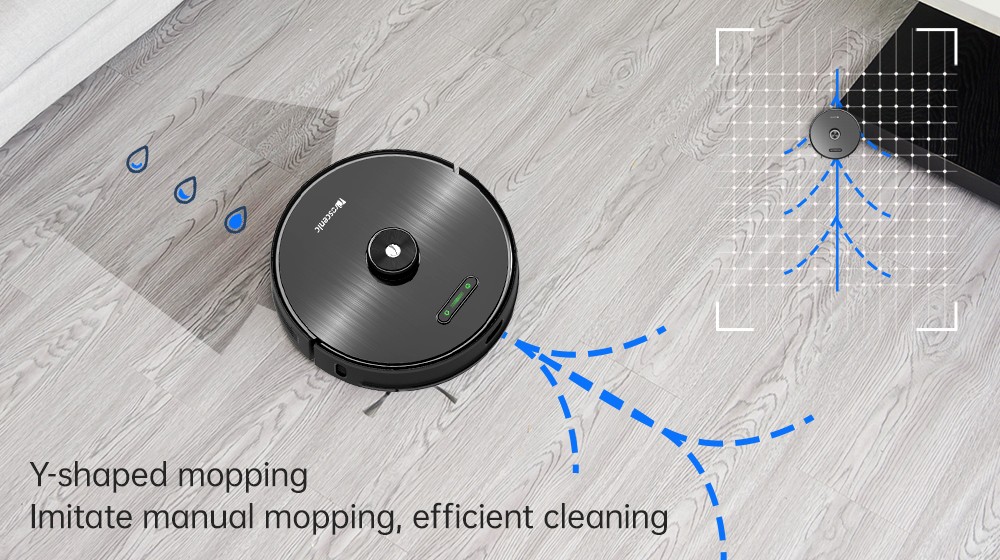 Proscenic M8 Robot Vacuum Cleaner 2 in 1 Vacuuming and Mopping 3000Pa Strong Suction Upgraded Lidar Navigation 3200mAh 120 Minutes Run Time Vboost Technology APP Voice Control - Black