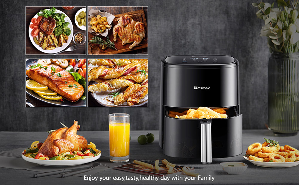 Proscenic T22 Smart Electric Air Fryer Oil-Free Non-stick Pan 5L 3D HF Circulation Technology Customized Recipes LED Touch Screen App Control - Black