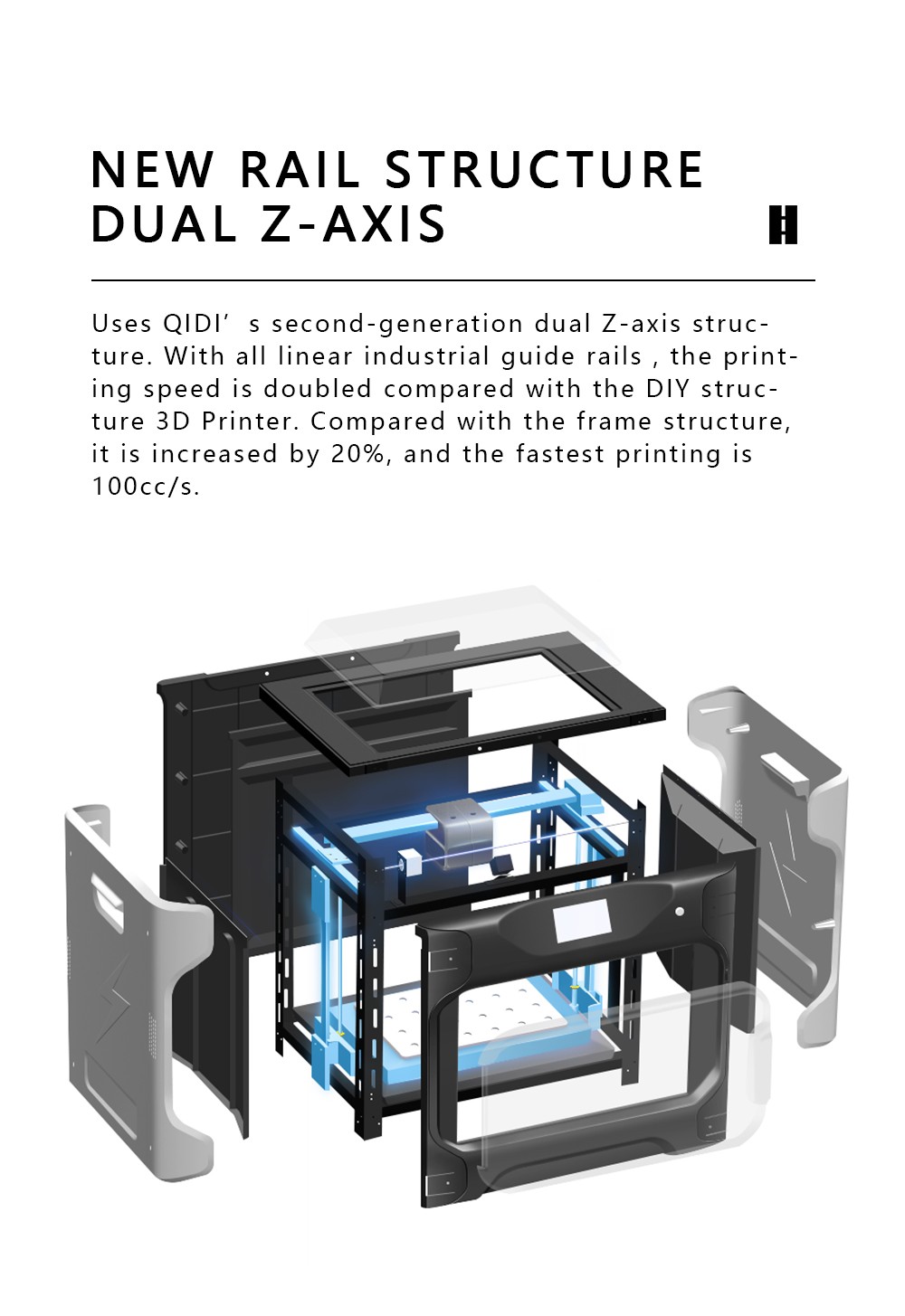 QIDI TECHNOLOGY i Schneller 3D-Drucker Dual Extruder Schneller Druck 360x250x320mm Druckgröße