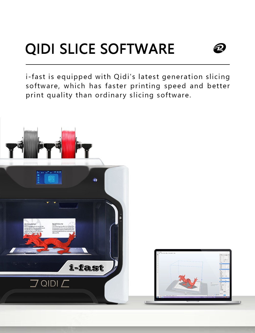 QIDI TECHNOLOGY i Fast 3D Printer Dual Extruder Fast Printing 360x250x320mm Print Size