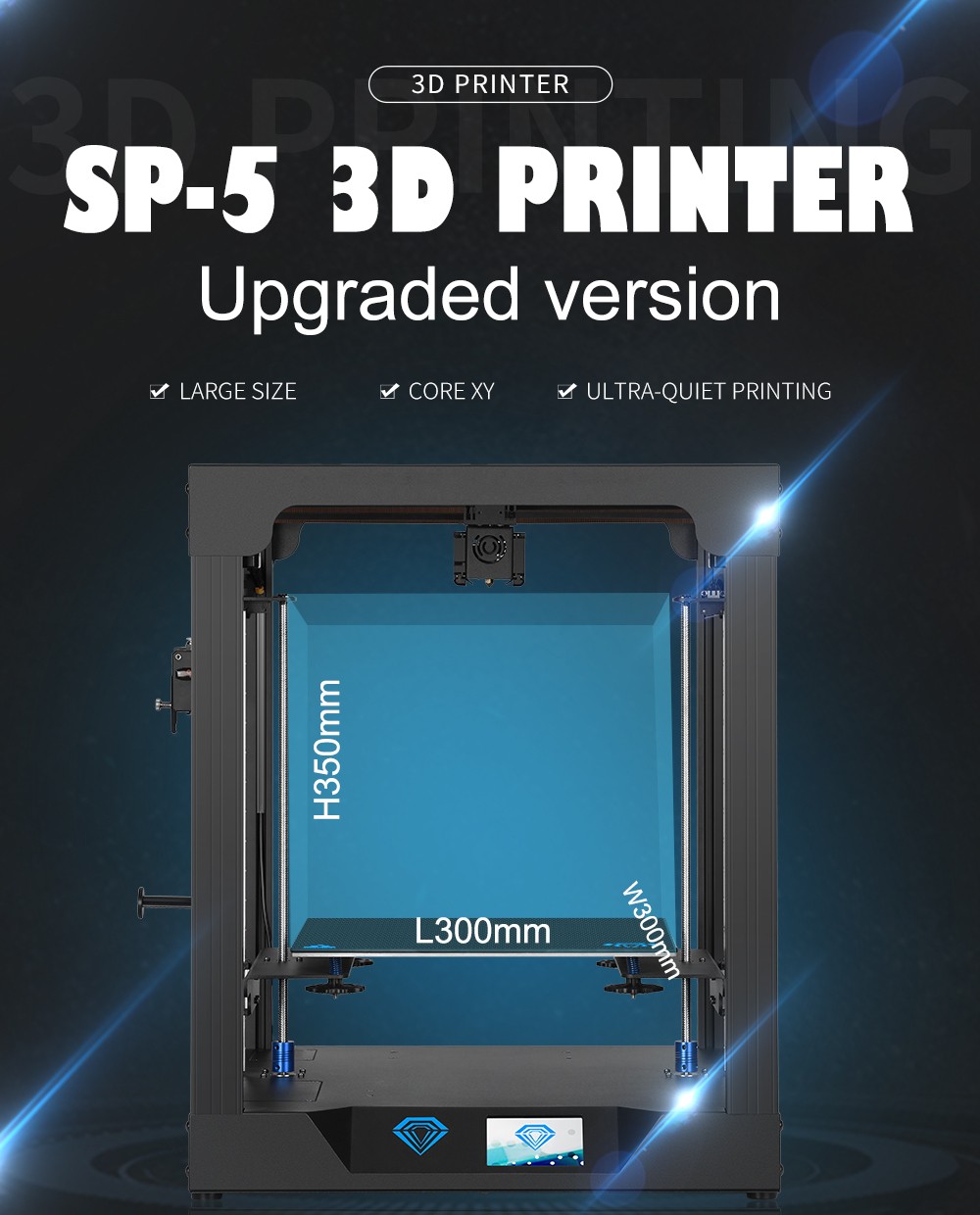 Imprimante 3D Twotrees Sappheiros Plus Core XY corps en métal complet/Guide linéaire double/extrudeuse à double entraînement 300x300x350mm