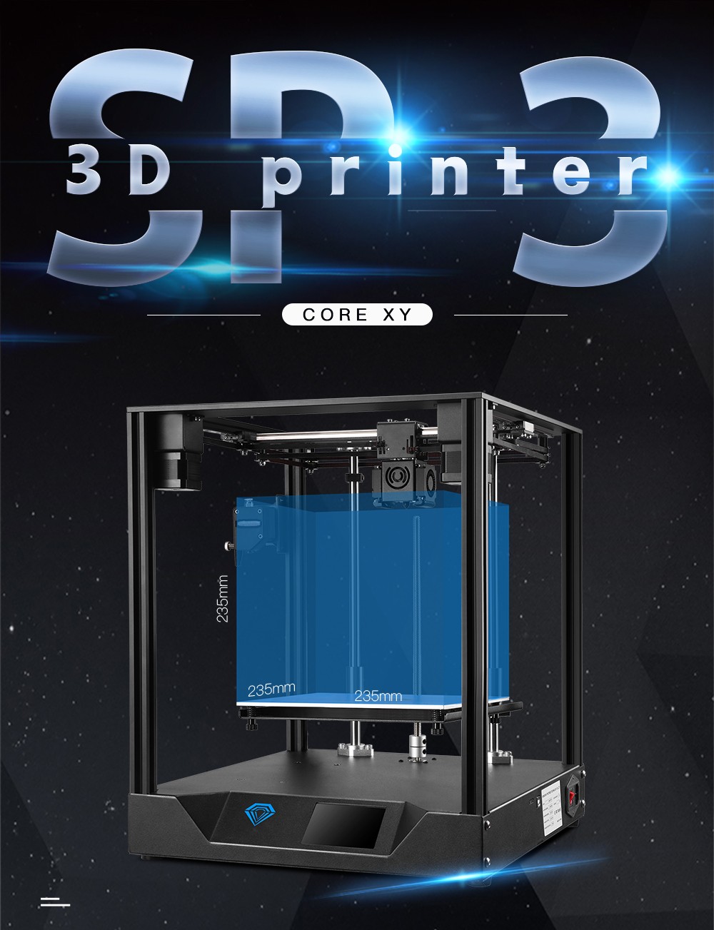 Kit de bricolage pour imprimante 3D Twotrees Sappheiros Pro Coque acrylique CoreXY TMC2208 Pilote silencieux 235x235x235mm - Modèle standard