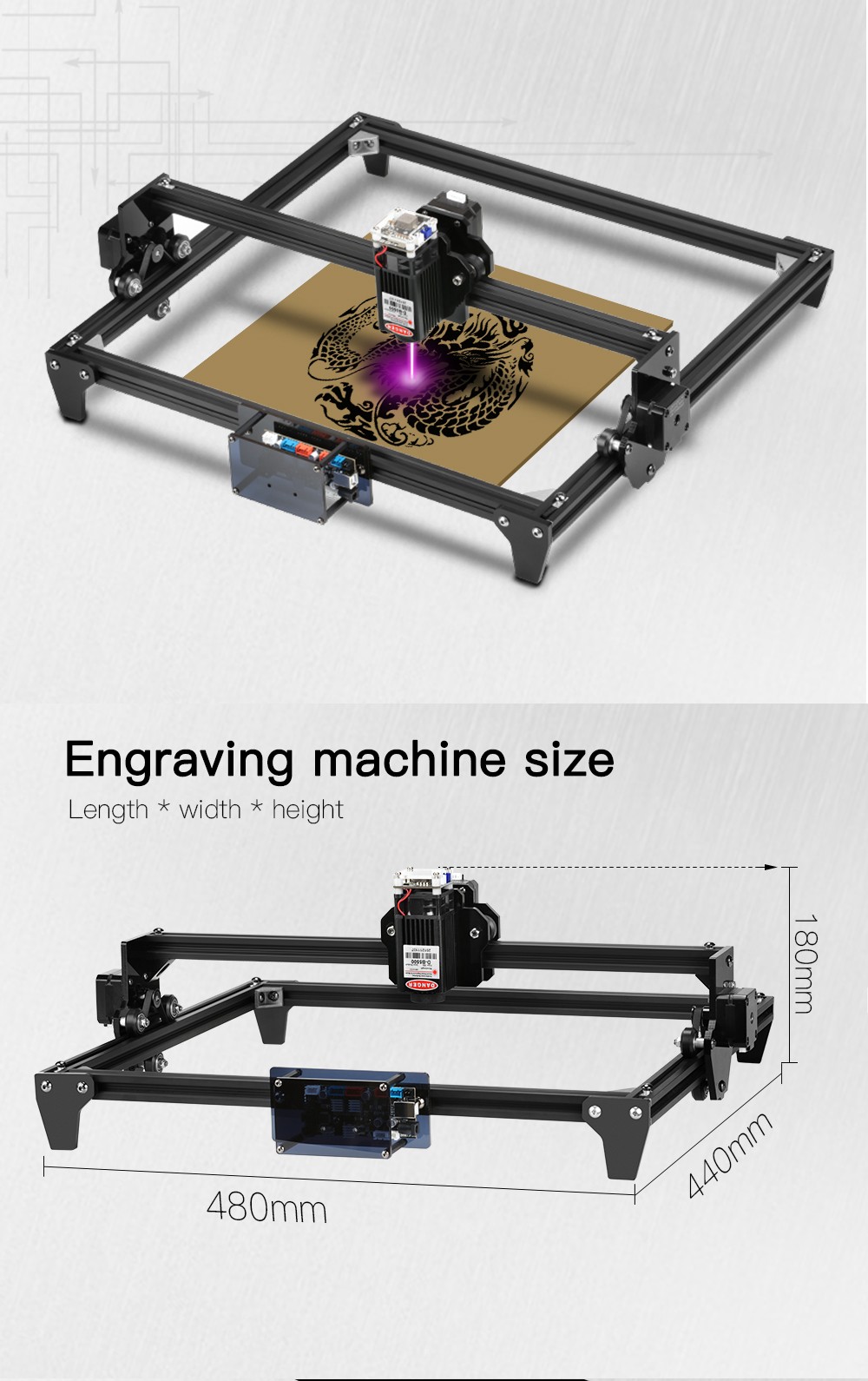 Twotrees TT-2.5 Laser Engraving Machine 7.5W 20W Open Structure Motherboard 390x320 Engraving Area