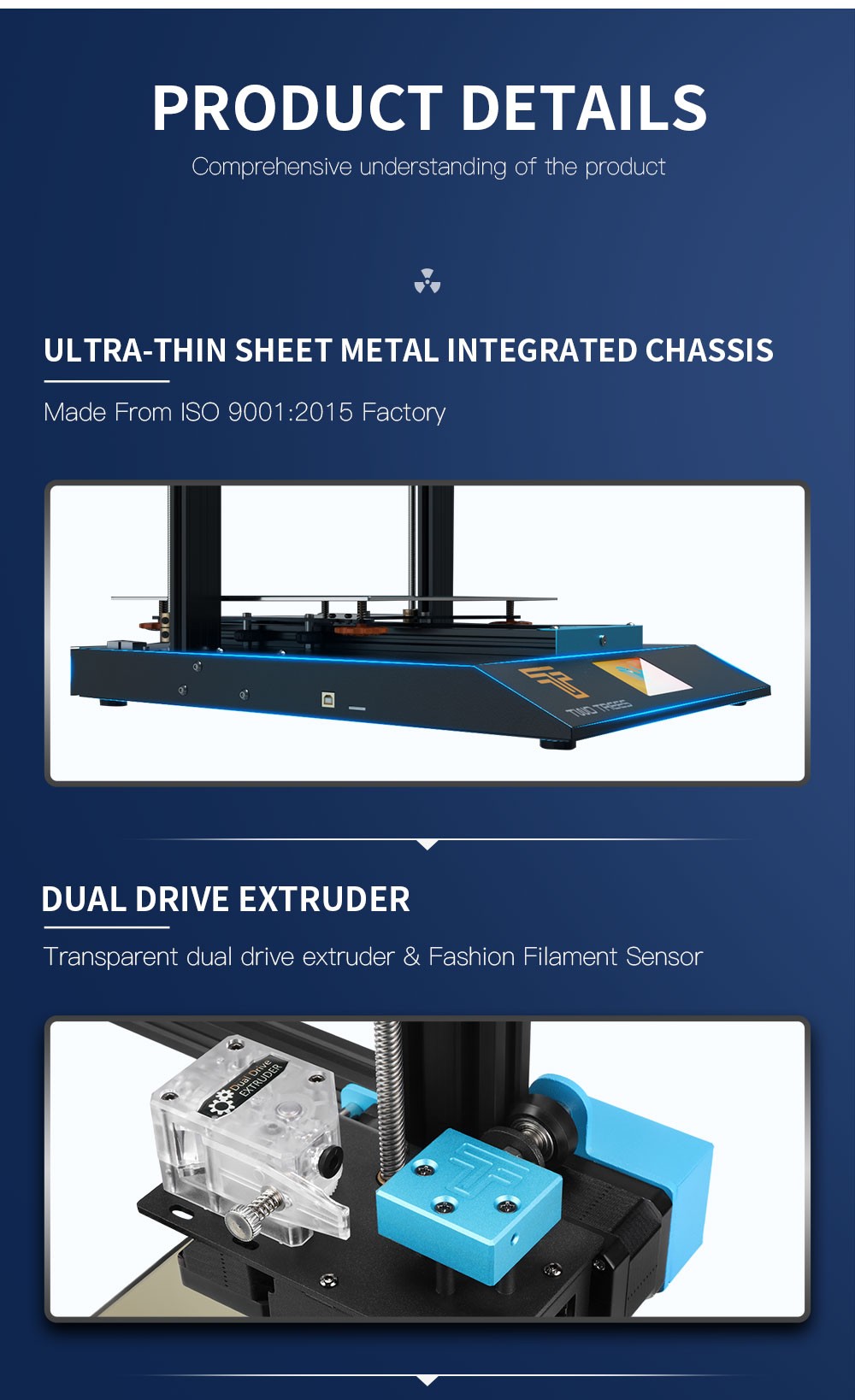 Twotress Bluer Plus 3D Printer Auto Leveling TMC2209/MKS Robin Nano/Power Resume/Filament Runout Detection 300x300x400m