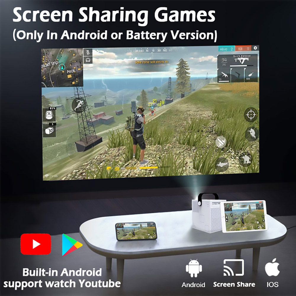 جهاز العرض التفاعلي الذكي WEJOY Y2 الدقة المادية 1080P 100ANSI Lumen Android 9 2G RAM 16GB ROM 2.4G + 5G WIF