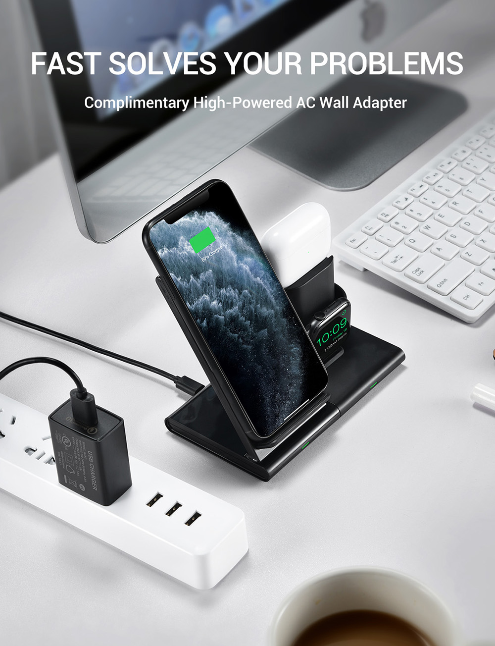 Seneo Wireless Charger 3 in 1 Wireless Charging Station for All iWatch and AirPods Series Αποσπώμενο και μαγνητικό ασύρματο