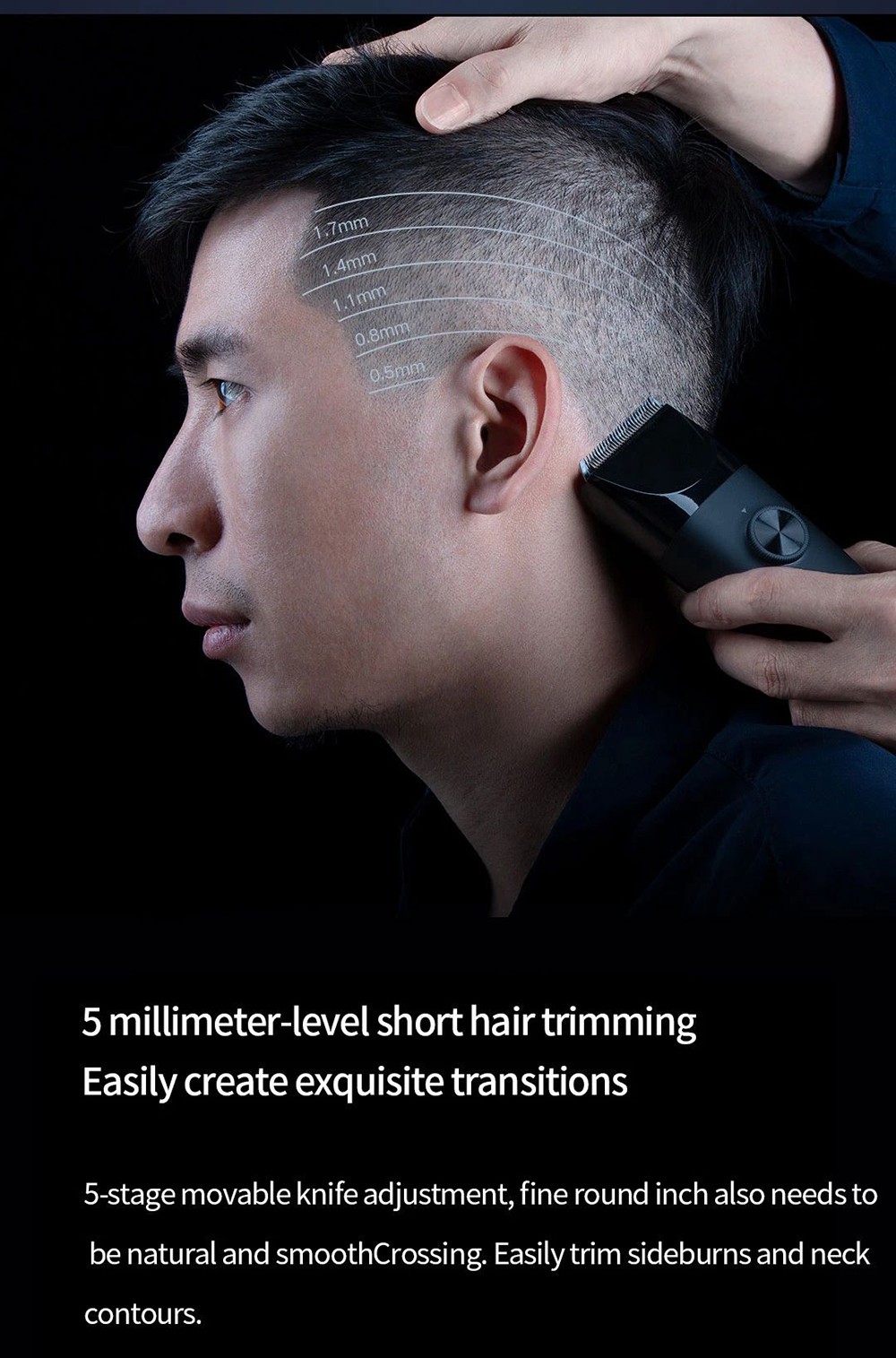 Xiaomi Mijia Elektrische Haarschneidemaschine 0.5-1.7 mm Kurzhaarschnitt lPX7 Wasserdicht 180min Ausdauer