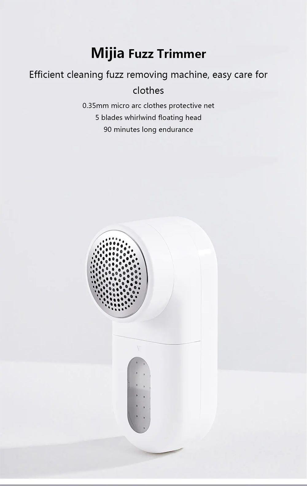 Xiaomi Mijia Lint Remover Fuzz Trimmer 0.35mm Micro-arc Steel Mesh 5-blade Whirlwind Floating Head - White
