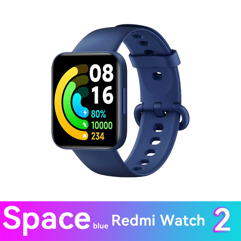 Xiaomi Redmi Watch 2 4-GPS SpO2 Health 31g AOD AMOLED 1.6" 117-Sports Nap Sleep Heart Rate Magnetic Charging China-NFC - Black